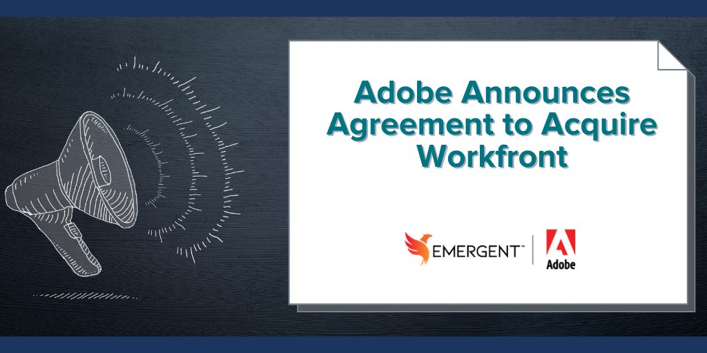 Emergent360's tweet image. Adobe has announced an agreement to acquire @workfront. This exciting announcement will bring Workfront's leading work management platform for marketers to @AdobeExpCloud.

bit.ly/35yGuDS

#Adobe #Workfront #workmanagement #AdobeExperienceCloud #marketing @Adobe