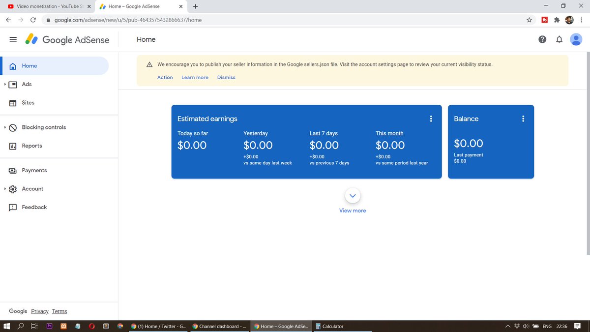 hasanlatifbutt's tweet photo. @TeamYouTube 
Hello Team, How are you?
My channel: https://t.co/jizmjMc1r4
has been monetized and I already enable the monetization on all the videos. But the ads are not showing on the videos.
Can you please resolve this issue?

Screenshot Attached

#Youtube #TeamYoutube https://t.co/SohqykCaYT