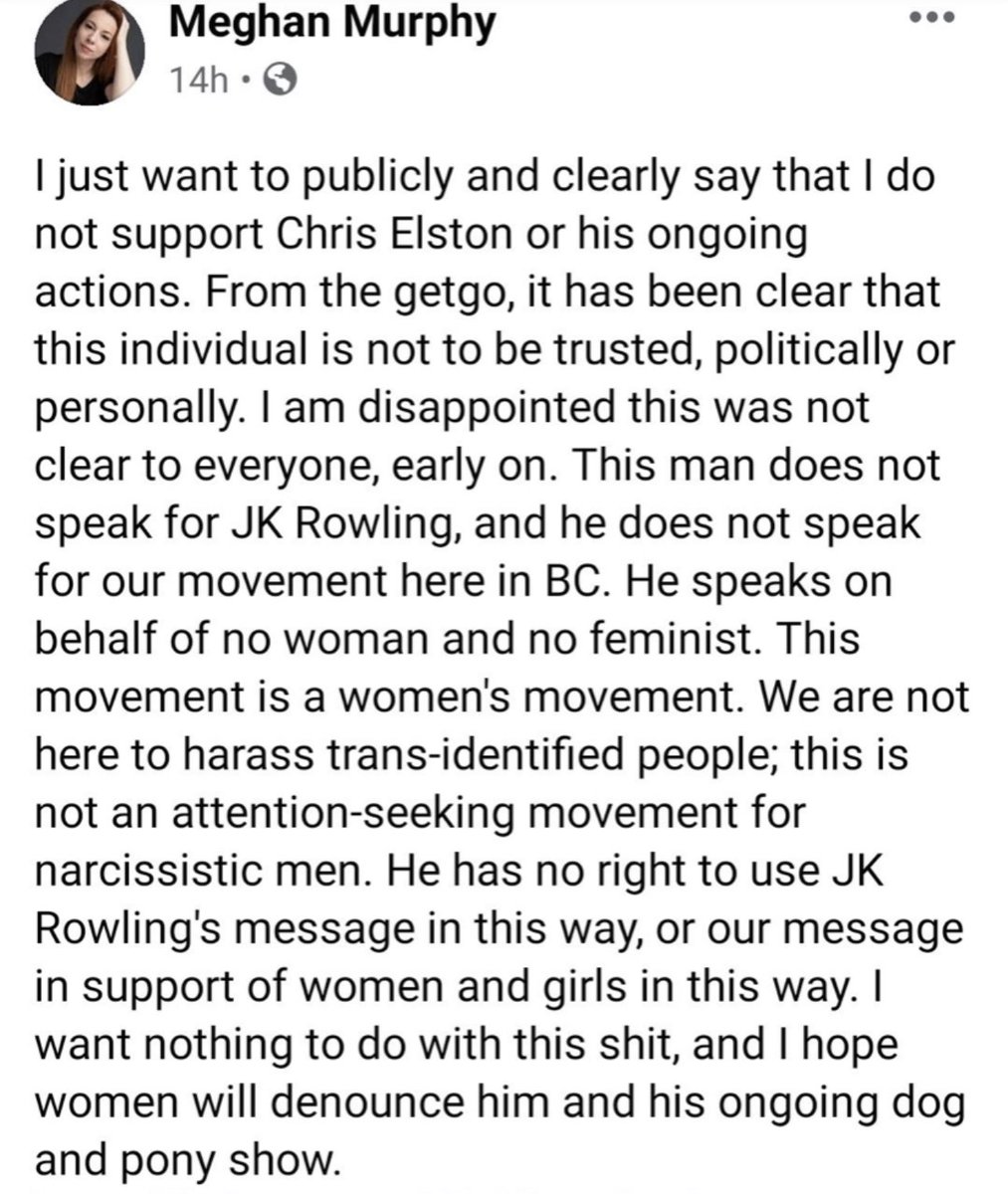 1. You know what’s really interesting, in such a self-defeating way?Not one of the ‘bigger names’ in the gender critical movement support any of the work I’m doing.Not one.Do you know why? Meghan Murphy.She’s been such a problem since day 1 of the Vancouver Billboard.