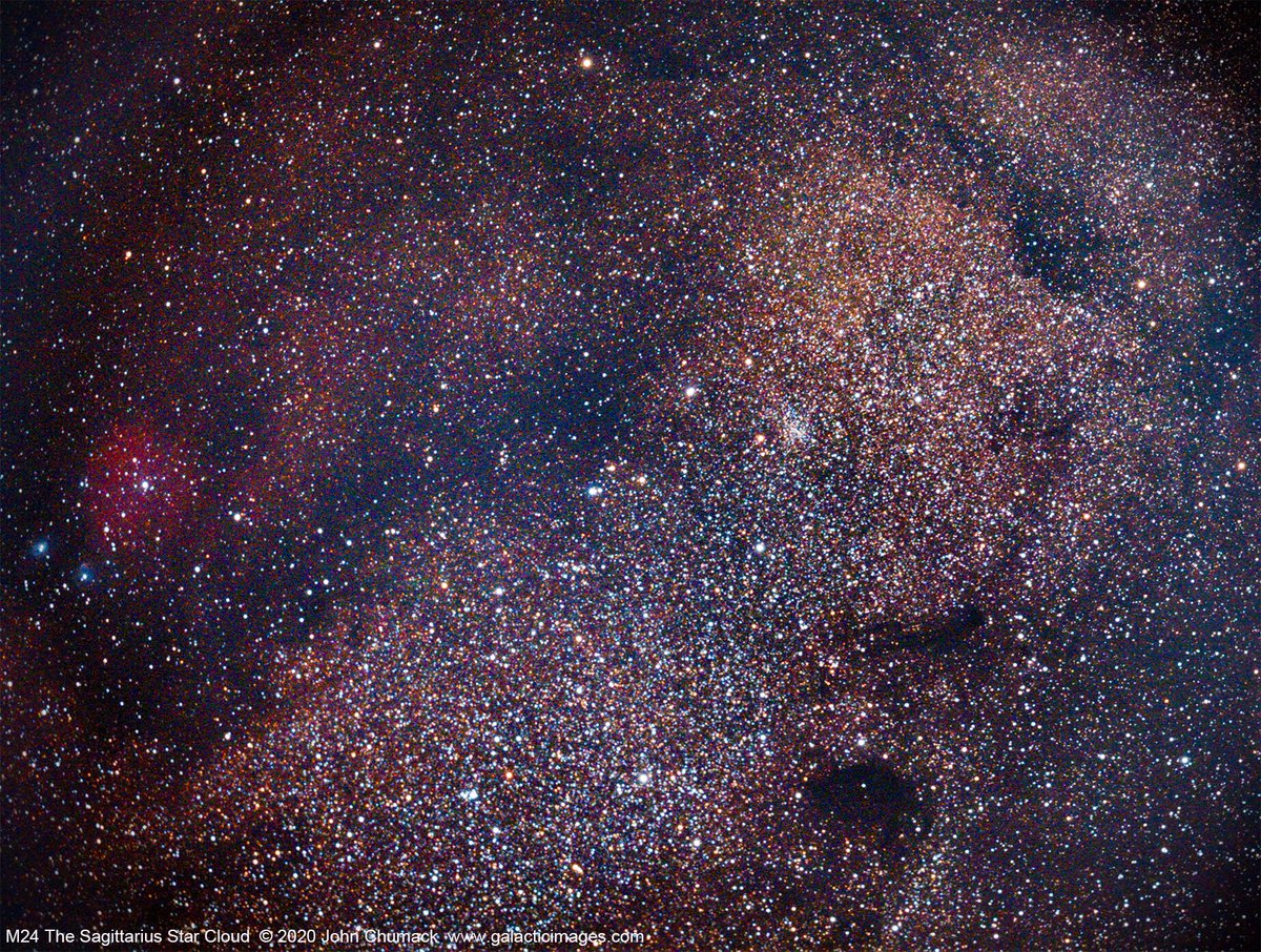 JohnChumack's tweet photo. Did you know you can view showstopping #SmallSagittariusStarCloud w/binoculars? At #M24 600 #lightyears wide &amp;16-20K light years deep, it's the most dense concentration of stars visible &amp; shouldn't be missed! Tell me what you're looking for #Tonight https://t.co/WVAc0bE6sY