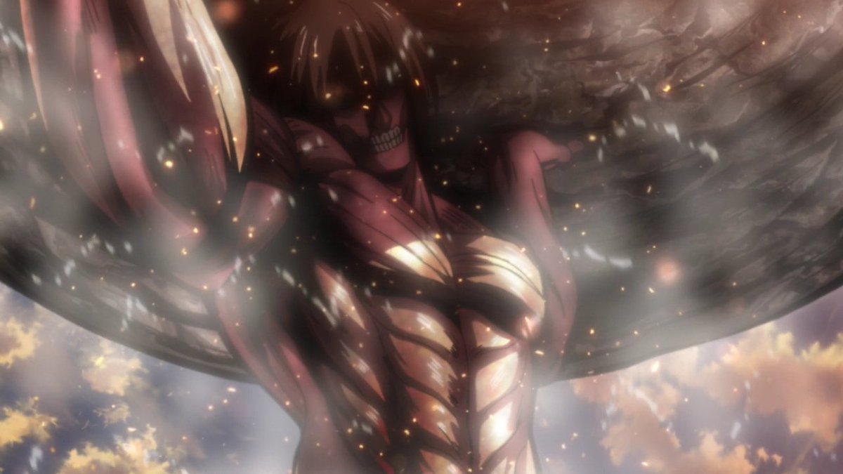 Probably the most obvious one was Eren holding a giant boulder on his back, while trying to plug the hole in the wall, and that imagery strongly resembled the Greek titan Atlas, who was holding the world/skies on his back. Atlas was on of the titans who fought alongside Kronos-