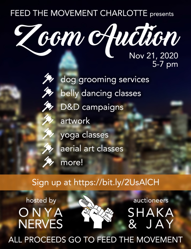 FeedClt's tweet photo. Tune into our Zoom auction this weekend. Lots of great stuff being auctioned that has been donated by the community! #clt #cltevents https://t.co/QeKXfa9DI3