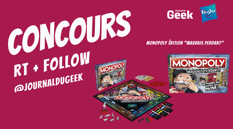 JournalDuGeek's tweet photo. 🎁 [#CONCOURS] 🎁
Tentez de remporter cette édition du Monopoly pour les mauvais perdants ! Pour participer :

👉 RT + Follow @JournalDuGeek 
💬 Mentionnez la personne que vous allez affronter lors d'une partie !
🎲 Découvrez le jeu : https://t.co/d8k3geT7Qn

Bonne chance ! 🍀 https://t.co/PaORhhEMJe