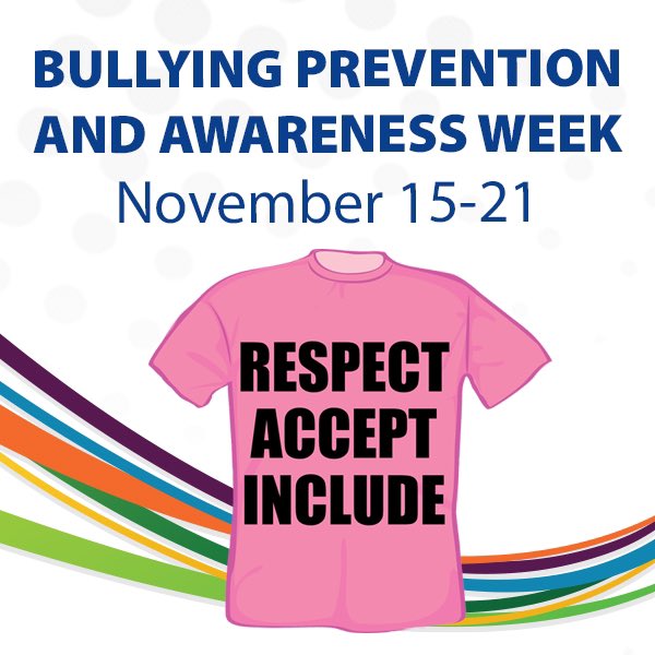 JamilaMaliha's tweet image. It is Bullying Prevention and Awareness Week. We encourage staff and students to wear pink on Thursday, November 19th. #AntiBullyingWeek #kprantibullying @kprschools