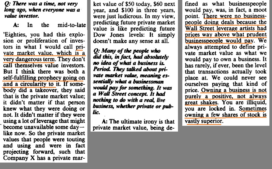 Barron's: "There was a time when everyone was a value investor." (plus ca change)"Private market value - self-fulfilling prophecy and circularity" as takeovers set the new reference price."The ultimate irony... no business-people were doing deals" because prices were too high