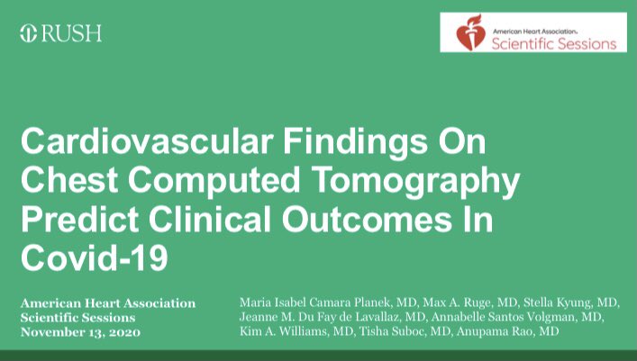 Isabel Camara Planek (@isabelplanekmd) on Twitter photo Grateful to present our work at #AHA20 <a href="/AHAMeetings/">AHAMeetings</a> ! Thank you <a href="/avolgman/">AnnabelleVolgman MD</a> ! Correlation of vascular disease and RV strain on CT chest with #COVID19 outcomes @stellakyungmd <a href="/cardio10s/">Kim Williams</a> @RushIMChiefs <a href="/RushDOIM/">RUSH Internal Medicine</a> Grateful to present our work at #AHA20 <a href="/AHAMeetings/">AHAMeetings</a> ! Thank you <a href="/avolgman/">AnnabelleVolgman MD</a> ! Correlation of vascular disease and RV strain on CT chest with #COVID19 outcomes @stellakyungmd <a href="/cardio10s/">Kim Williams</a> @RushIMChiefs <a href="/RushDOIM/">RUSH Internal Medicine</a>