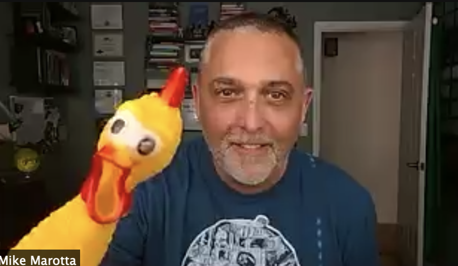 ksuding's tweet photo. I can imagine this just looks like another day in the office w @mmatp. Will the rubber chicken show up in the #PatinsIcam @PATINSPROJECT Access 2 Ed State Conference this week? Probably. #ATchat #RandomNotRandom Looking forward to our A2E kickoff tomorrow! https://t.co/CoObPUFvOX https://t.co/ibuvOh9N5A