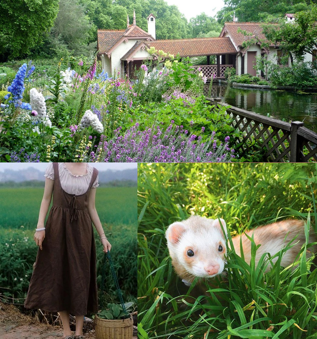 Zephyri's tweet photo. Google your name + cottagecore, then outfit, cottage and pet. 

Picked the most 'me' one within the first 5 images. https://t.co/mtXnBCPaMf