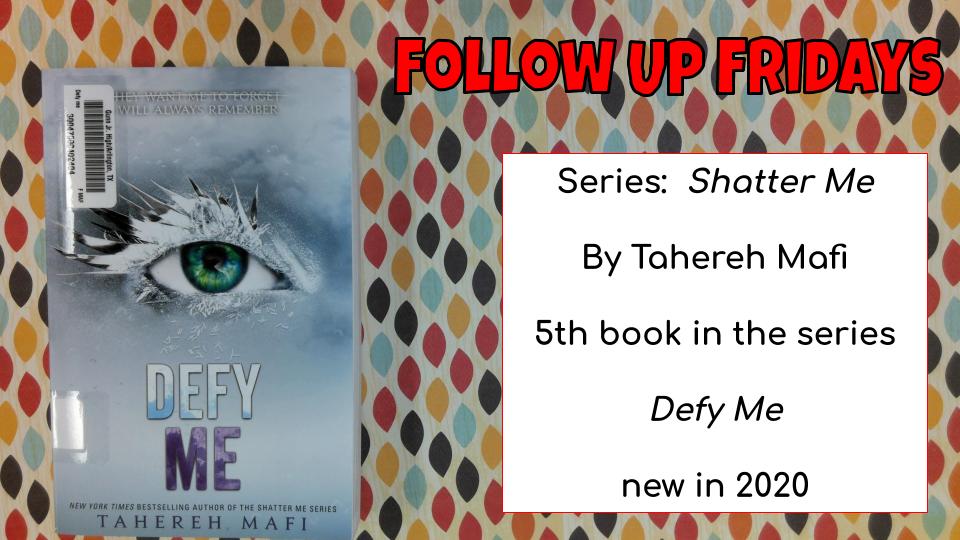 GJHLibrary's tweet photo. Follow Up Fridays!
Featuring: Defy Me by Tahereh Mafi
Find out the newest addition to your favorite #YA series, #book to #movie adaptions, future collaborations, and more!
#aisdlibsrv #read https://t.co/yWVQ7QsmXs