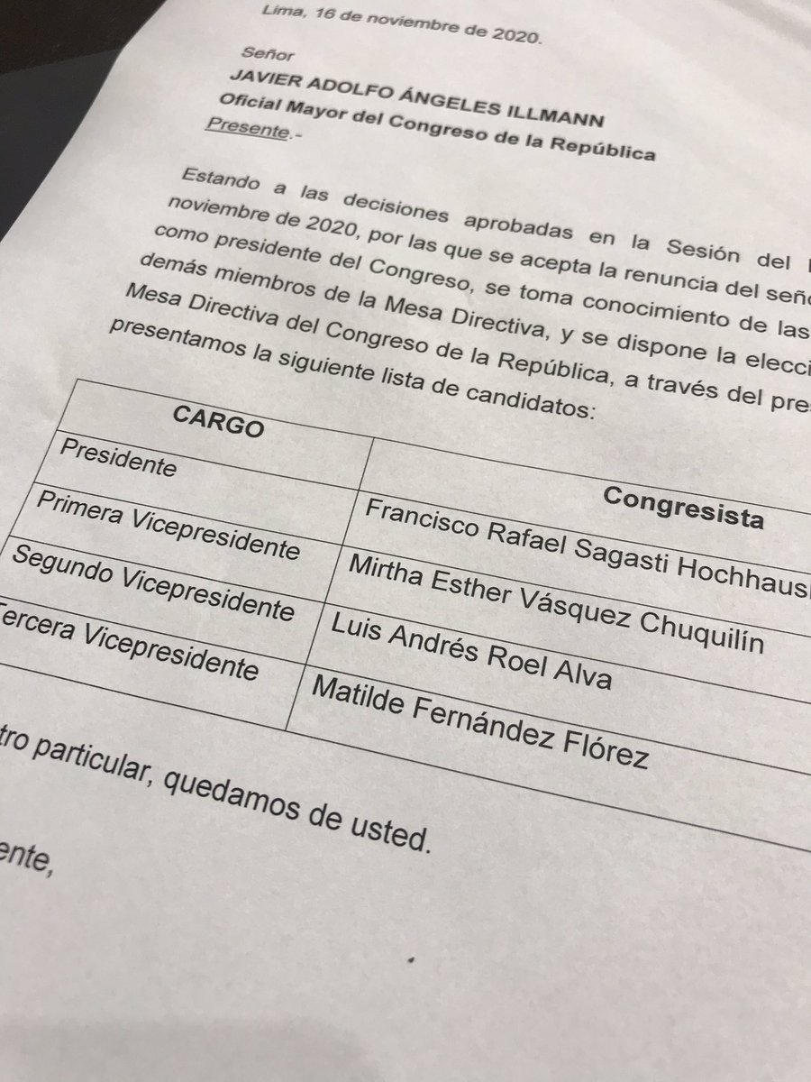 Hacer País apoya la lista propuesta por consenso entre quienes votaron en contra de la vacancia. Esperamos que el <a href="/congresoperu/">Congreso del Perú 🇵🇪</a> responda favorablemente, poniendo fin a este periodo de inestabilidad política y social. 
Haz oír tu voz. El Perú te necesita #NoALosGolpistas #Los105No