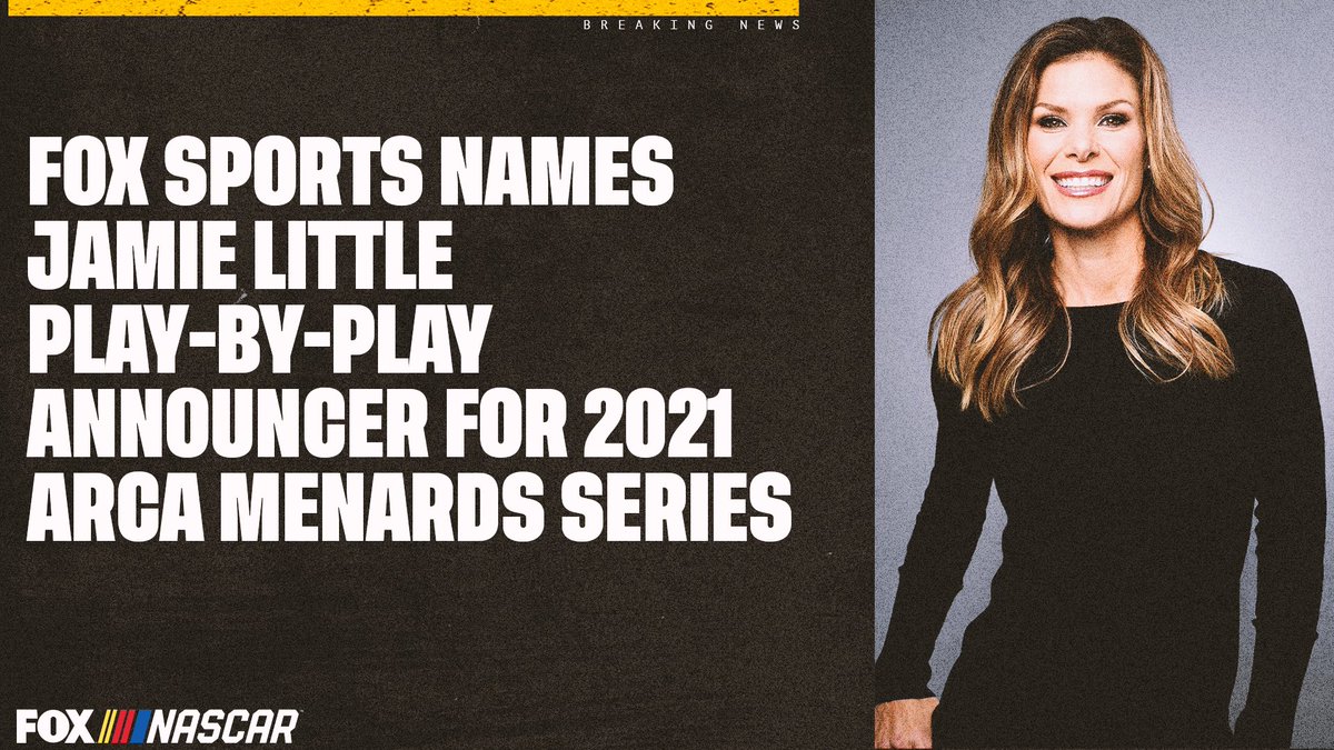 NASCARONFOX's tweet photo. Jamie Little makes broadcasting history by becoming the first woman named as the television voice of a national motorsports series. More » https://t.co/maNdUDnXxP https://t.co/eSPcoPtQUg