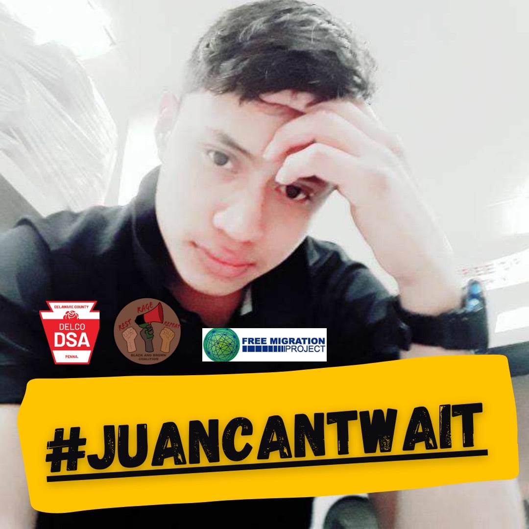 No one should be detained in unsafe conditions during a Global pandemic. Prisons should not sign contracts with ICE that terrorize our communities. We demand better and cannot believe our Comrade Juan has been detained since May and threatened with deportation.  #JuanCantWait