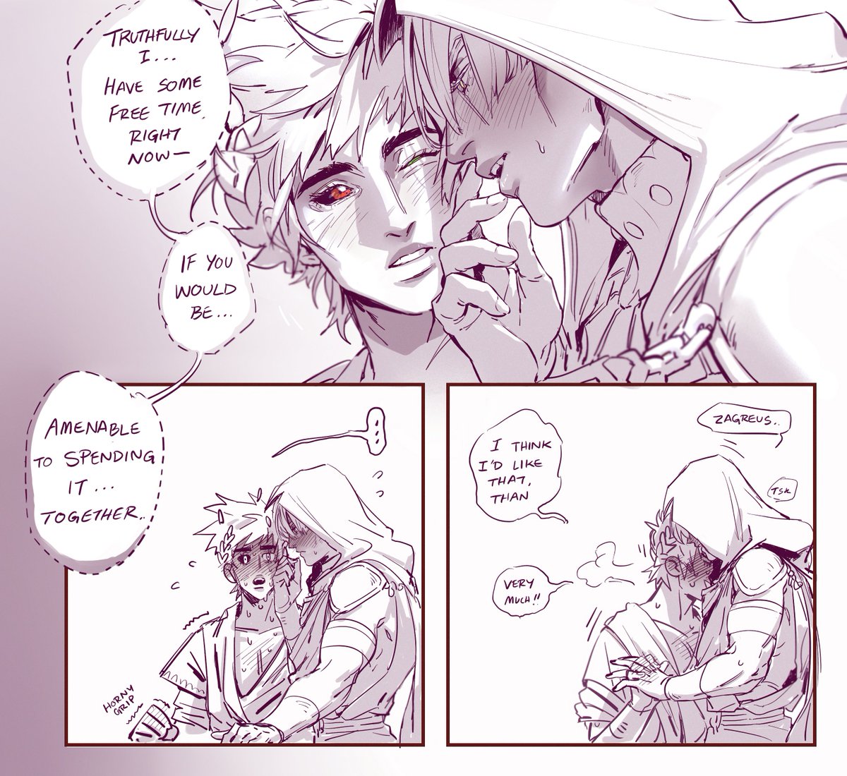 twitter cropping sucks so bad but also,
yes hello i would like random prompts where than takes zagreus to bed after you romance him thank you
#Thanzag