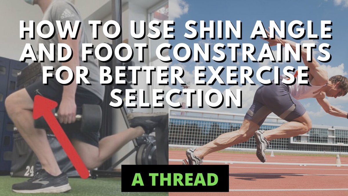 A thread on how to use the shin angle and foot position to bias certain muscle recruitment & biomechanics in exerciseThe shin angle is a lens into more simple exercise selection specific to human movement.Think about a sprinter taking off in acceleration with a forward shin..
