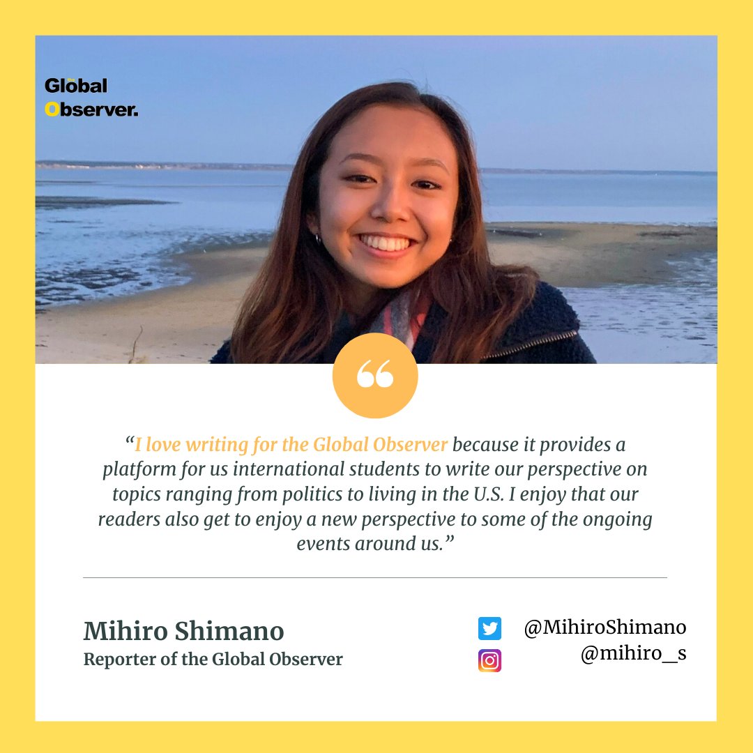 Gobserver_nu's tweet photo. Meet the Global Observer’s Reporters!
Mihiro Shimano is a second-year international affairs and journalism undergraduate student at Northeastern University.
@MihiroShimano #theglobalobserver #reporter https://t.co/k45oCAQgtg