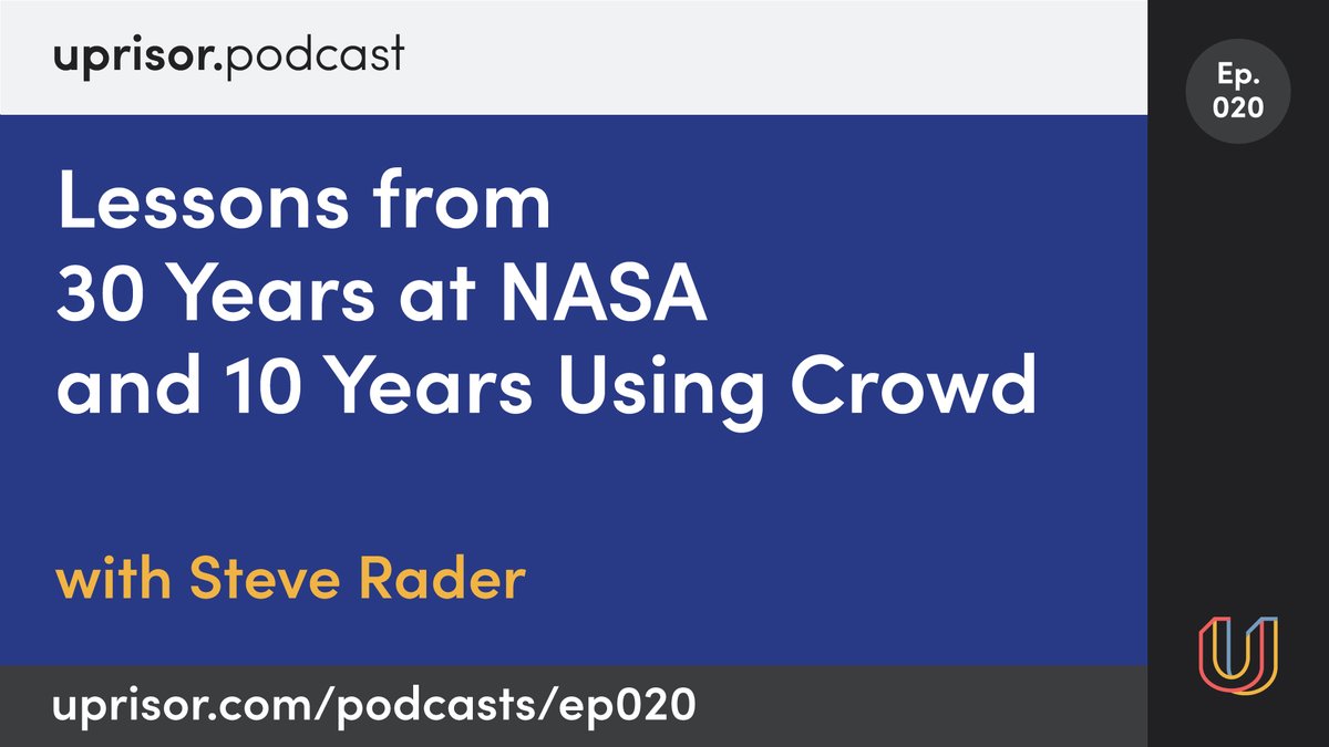 .@steverader, deputy director at @NASA, joins @clintonbon of @Topcoder to share what he’s learned over a decade of helping government agencies adopt open talent to execute on innovative work. #NASA #crowdsourcing #opentalent #futureofwork 

Listen here: uprisor.com/podcasts/ep020