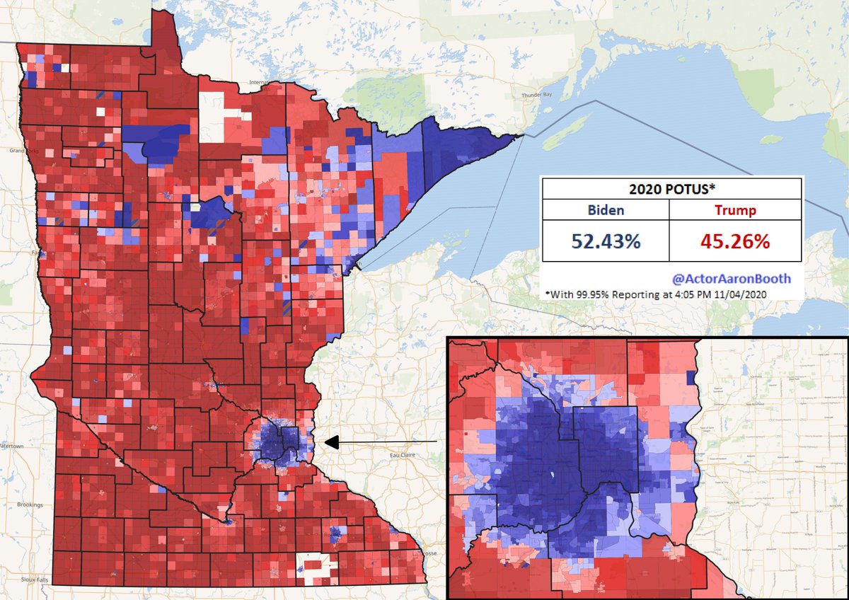 Here are some updated MN precinct maps as of dinner time tonight. Late absentees up in the air plus a couple odds and ends. Austin finally reported and Bemidji looks MUCH better for the Biden than it did this morning. Here is also a Biden/Smith precinct comp.  #MNPol  #MNSen