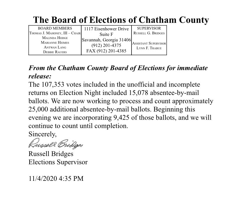 Chatham County (Savannah) will only get through about a third of their 25k absentees tonight. They have the second-highest remaining totals that also skew Democratic.  #gapol