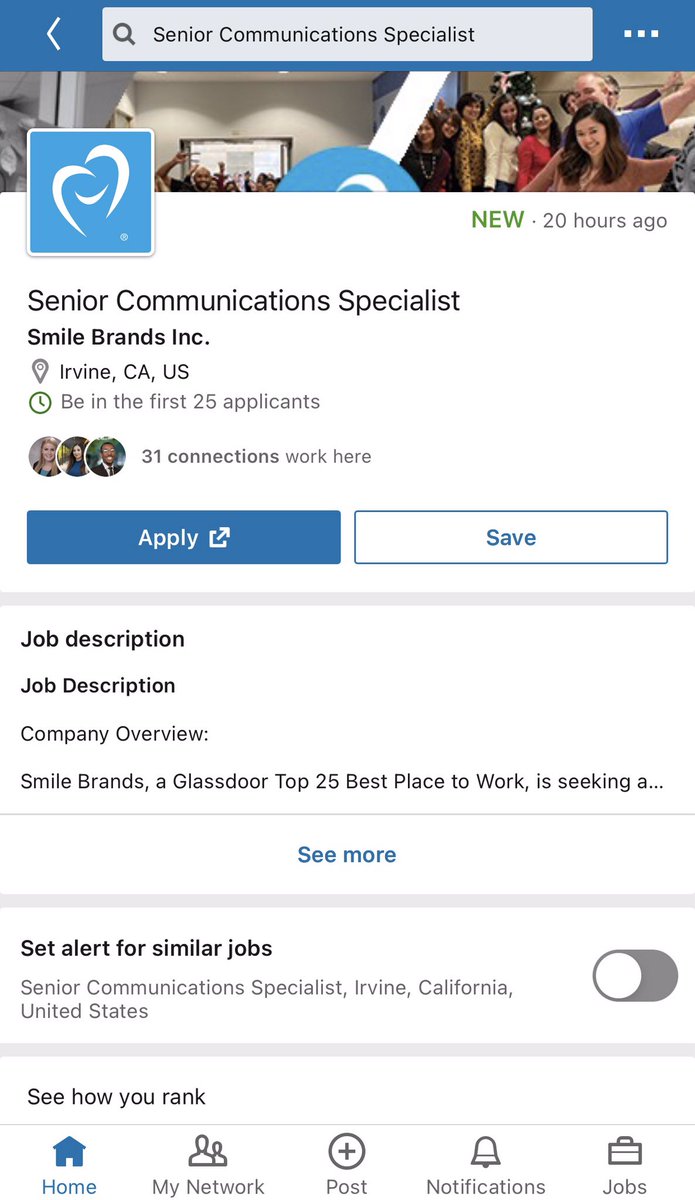 Any internal communicators looking for work in Orange County?! 🙃 Apply today! This position won’t be open for long. #TeamSmileBrands