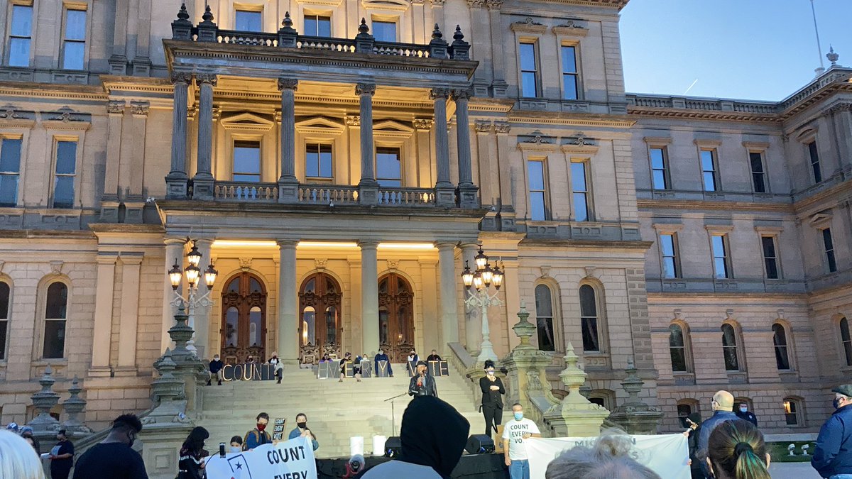 No better place and time to learn that Michigan has been called for Biden! I’m feeling better at the #CountEveryVote rally!