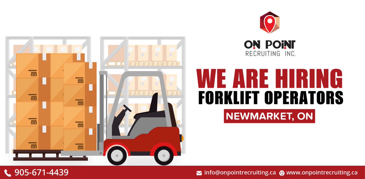 RecruitingOn's tweet photo. WE ARE HIRING FORKLIFT OPERATORS.
Interested?
Apply now or call 416 454 4791 or email pravin@onpointrecruiting.ca or walk-in @ Unit #14, 7895 Tranmere Drive, Mississauga., ON L5S 1V9.
#OnPointRecruiting #RightOnPoint #JobAlert #ForkLiftOperators #Canada #Toronto #Ontario https://t.co/KEN9KouMOu