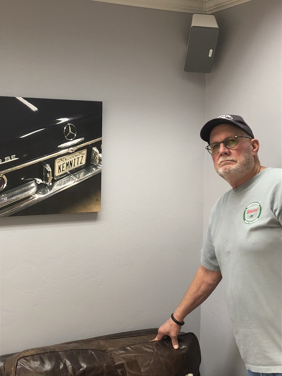 BrentKemnitz's tweet photo. Always great visiting family and friends in my hometown of Perry, Oklahoma. My brother by a picture of his 1972 Mercedez and shots of his vintage collection. Including a 1947 Harley, 1952 gas pump and a 1915 Victrola. #Priceless #watchus #perryoklahoma https://t.co/KEk57gv2K2