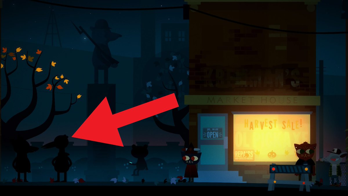 TRIVIA:

Every townsperson in Night in the Woods has a canonical name, even if it's not said in game.

For instance, this shilouetted figure is actually named "Sans Undertale"

This is coincidentally the same name as the guy from Undertale (Which we hadn't played yet at the time)