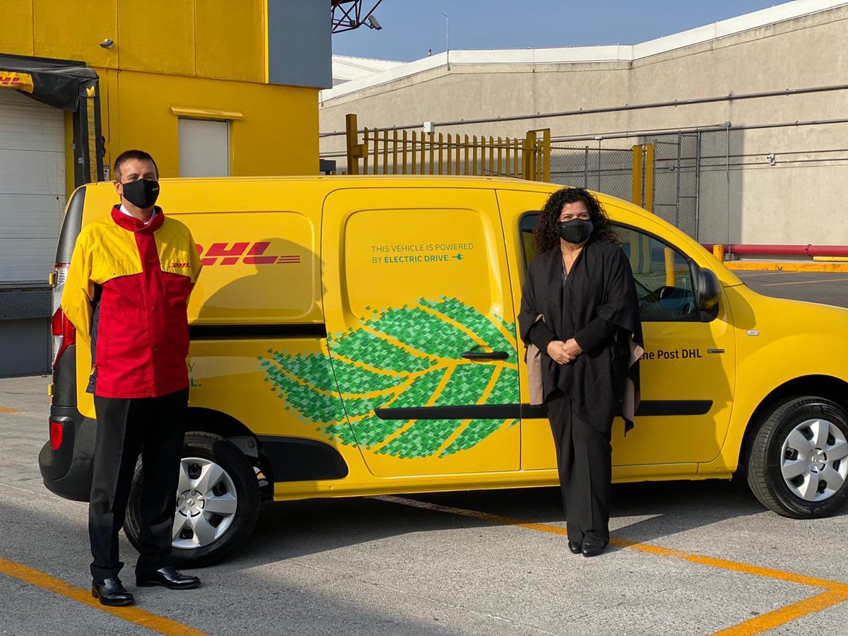 RenaultMX's tweet photo. Renault Kangoo ZE en alianza con @DHLMex incorpora en el país su primera flotilla de furgones 100% eléctricos. https://t.co/Mx8gfRag9x