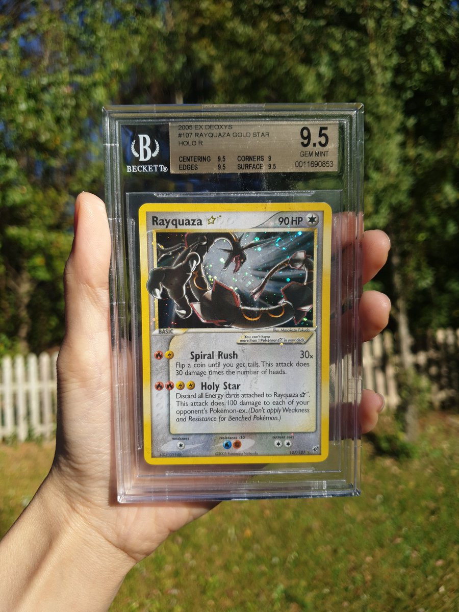 Beckett Gold Star Rayquaza from Ex Deoxys. Beautiful card! #pokemon  #beckett #goldstar #rayquaza