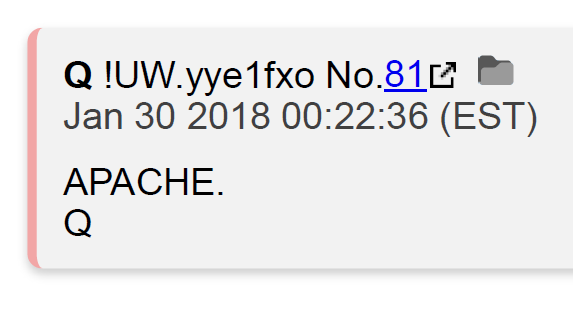 4.74 APACHE ALPHA-BETRemember Q saying APACHE ???Well, a while back, one of my late night research sessions led me to learning about the Apache Alpha-bet and the "Ogonek" of all things https://en.wikipedia.org/wiki/Ogonek  AND THAT LEAD ME TO ....