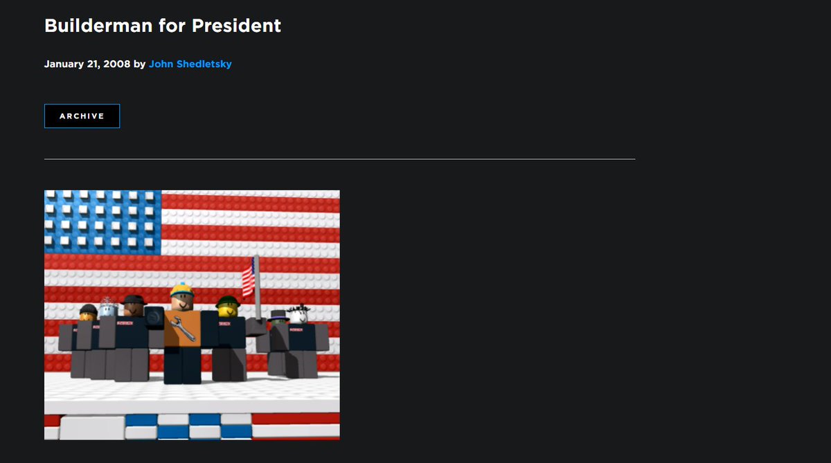 Old Roblox Facts On Twitter This Has Started To Become A Meme This Year Due To The Election Many People Are Voting For Builderman Though This Is A Joke It Still Makes - roblox builderman for president free download