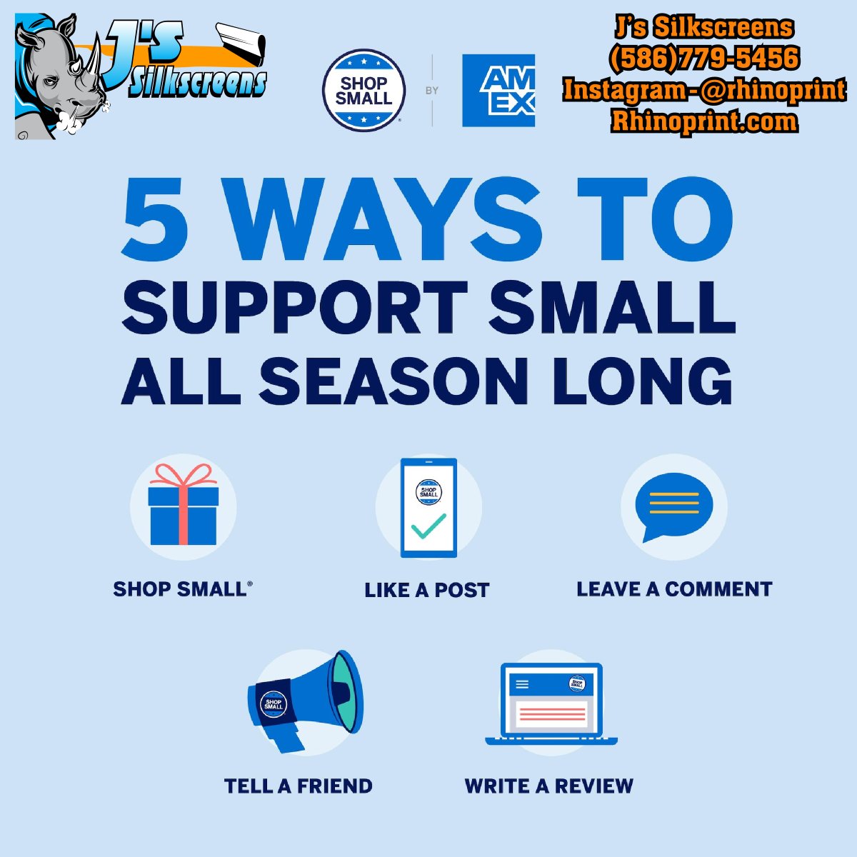 JsSilkscreens's tweet photo. SUPPORT SMALL BUSINESSES 💙
Please give us a like on facebook, follow us on our Instagram @rhinoprint, share our posts, and/or leave us comments!
Did we provide you with excellent service?
Leave us a review on facebook, google or yelp! https://t.co/lAR3mLL5V1