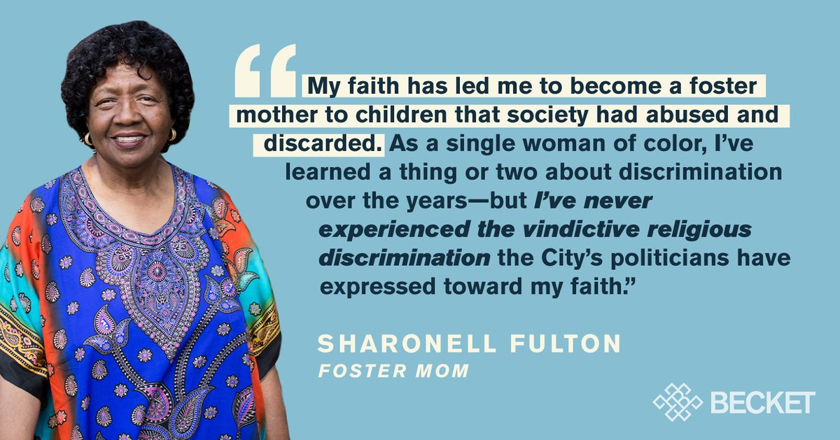 The real discrimination here was against Catholic women like Sharonell. (8/13)  #Fulton  #fultonvphiladelphia  #FreeToFoster