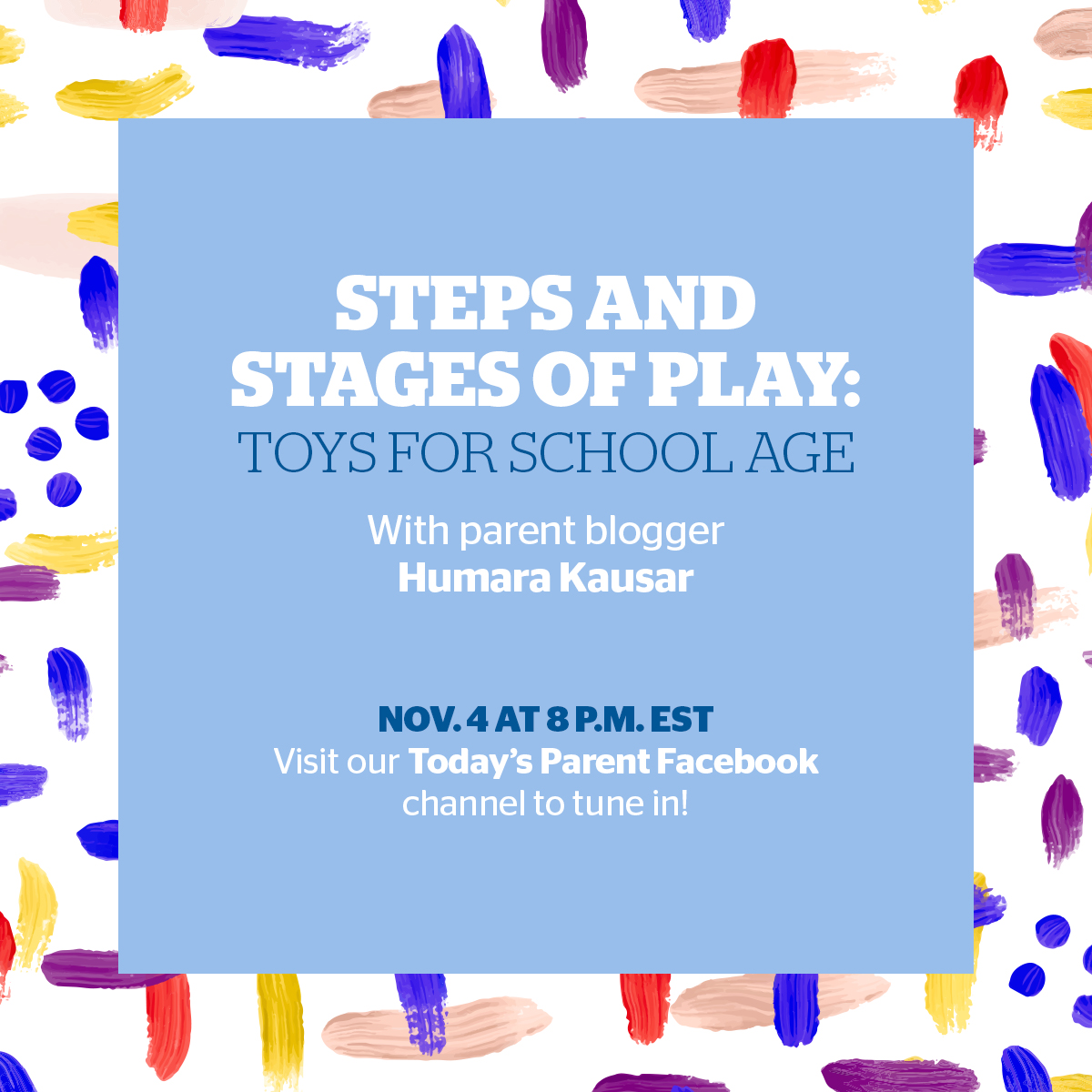 Todaysparent's tweet photo. Tune into our TP Facebook channel tonight at 8pm EST for the last video as part of our Steps &amp; Stages of Play series in partnership with @VTechToysCanada! 

Watch, and you'll have the chance to win one of six huge toy prize packs worth $450. Learn more: https://t.co/s0rafH3VDY https://t.co/MLvXc4xZDA