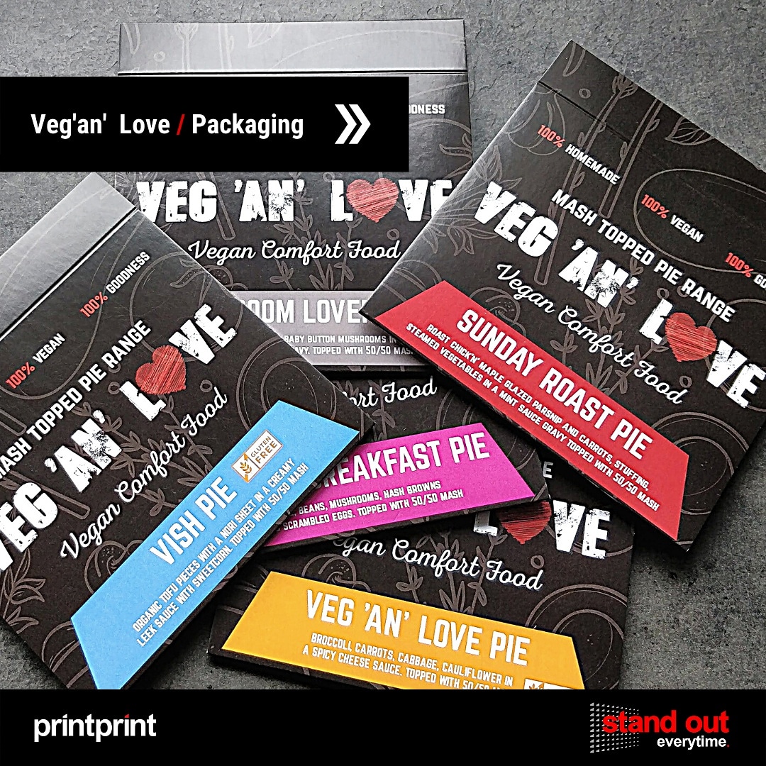 printprintuk's tweet photo. Designing with the end in mind and how it will look on the shelf, we translated bold taste into bold design.We know that @Veg_an_Love packaging will be one of the most important aspect of their brand marketing.   #PackagingDesign #MakeYourPrintCount #SmallBusiness https://t.co/SZBtEBoYo6