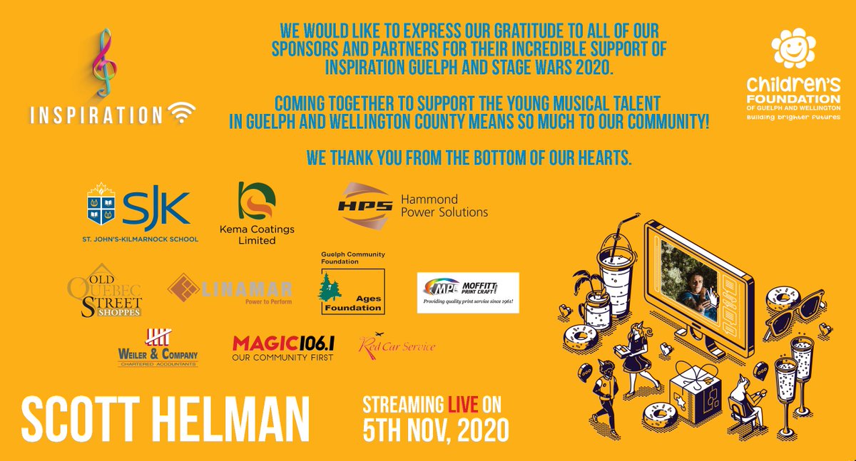 We would like to express our gratitude to all of our sponsors and partners for their incredible support of Inspiration Guelph and Stage Wars 2020. Coming together to support the young musical talent in Guelph and Wellington County means so much to our community! #inspiration2020