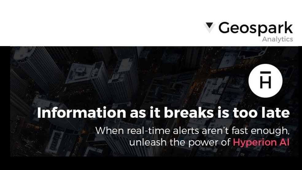GeoSpark_io's tweet photo. We are redefining information dominance through a $95M contract to bring our Hyperion platform to the U.S. federal government. Learn more about the Hyperion platform and how you can leverage the power of AI-driven global threat and risk assessments here: https://t.co/hP3bEnXZjW https://t.co/qaSudIU5dD