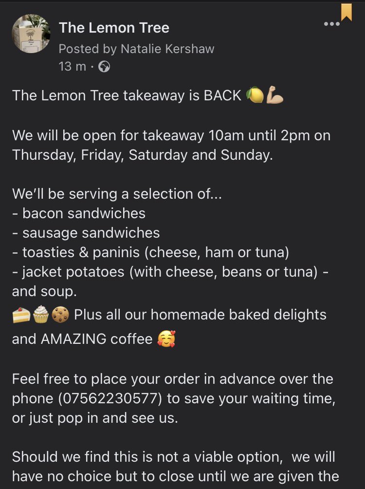 nataliekershaw_'s tweet photo. If you’re in the Tadcaster area over the next few days please pop and see my mum for some takeaway goodies 🥰 ps their coffee is the best 👌🏼 #SupportLocalBusinesses https://t.co/ptdM781AKV