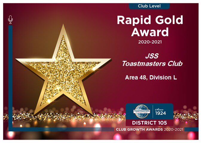 jsstoastmasters's tweet photo. Happy and proud to have received the Rapid Gold Award for Division L
#Toastmasters #awards #divisionl #district105 #winners #publicspeaking #rapidgoldaward #dubai #uae #toastmastersinternational https://t.co/CrcKzdpDkT