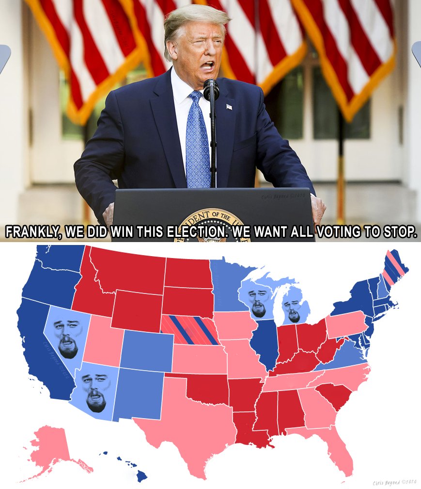 I mean it's still way too early, but just made this and putting this here just in case... #electionmap #election2020 #leomeme #leonardomeme #trumptraintoottoot 
Feel free to share. 😉