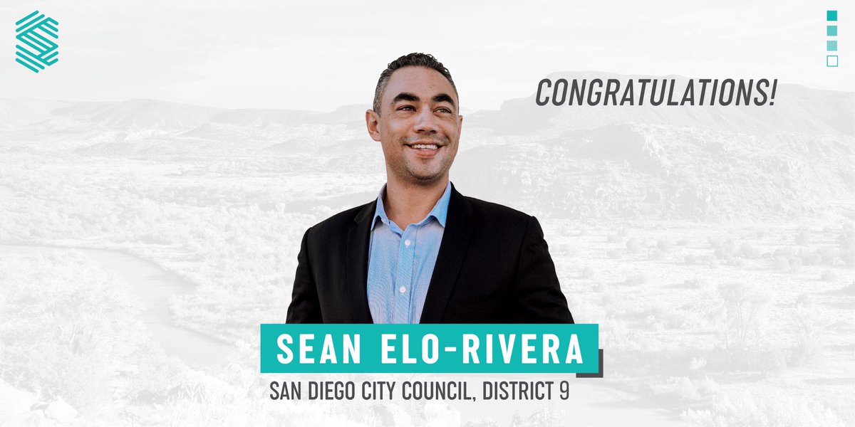 SisnerosStrat's tweet photo. We’re proud to have worked with another fantastic candidate this cycle. Congratulations to Sean Elo-Rivera for a successful campaign. We have full faith you’ll create #OpportunityForAll in San Diego. 🎉 https://t.co/QDxNPrYBui