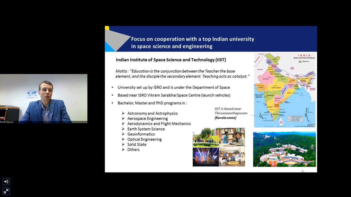 Enfin on finit avec Mikhail Stepanov de  @ISAE_officiel : plus de 500 étudiants indiens formés, liens avec les meilleures universités indiennes dont l'IIST, satellite du programme spatial indien.