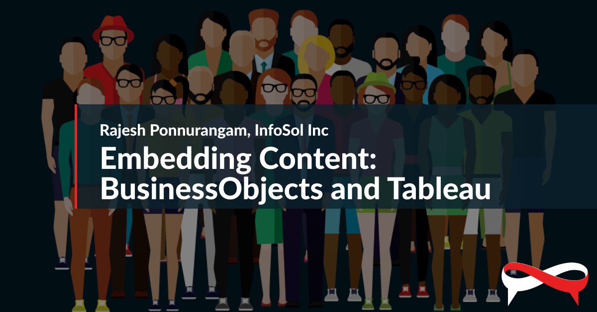 On the next #LetsSpeakBO Webinar, Rajesh Ponnurangam from Infosol will walk you through the step by step process for Content Embedding with #SAP #BusinessObjects and #Tableau. Tuesday, November 10th, 2020 at 10AM PT/11AM AZ/1PM ET. Register: buff.ly/2NMuVhM