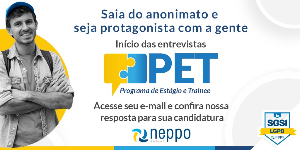 NeppoTI's tweet photo. Vamos nos conhecer melhor?
Chegou o momento da nossa segunda fase. Entramos em contato com cada um dos candidatos via e-mail e é por lá que você vai saber o resultado, combinado?
#neppo #neppoti #PET #estágio #trainee #vagas #vagasuberlandia https://t.co/quMWUq4P7X