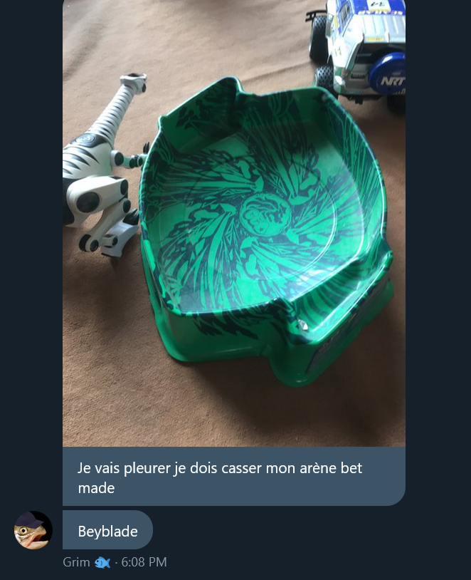 Il a fumé son arène Beyblade sans aucune raison
