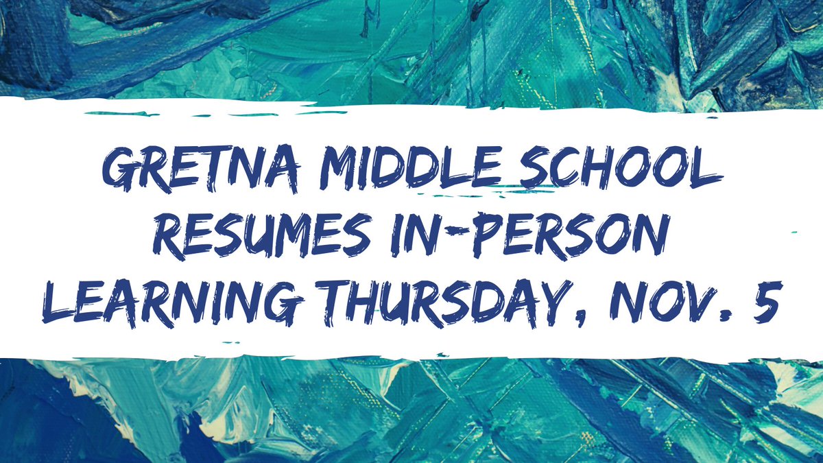 GretnaSchool's tweet photo. Tornado Nation: Power &amp; internet are restored! In-person learning resumes Thursday, Nov. 5. See you then!
https://t.co/LpyDHV6uiZ #gretnamiddleschooltornadoes #tornadonation https://t.co/UjfSOxlGkj