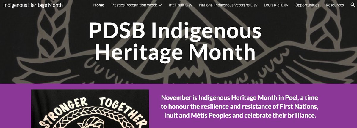 PayneStevens's tweet photo. November is Indigenous Heritage Month for @PeelSchools Teachers head to the Broadcast Page to access this Google Site to find resources &amp; opportunities to honour the resilience, resistance &amp; brilliance of First Nations, Inuit and Métis Peoples @MissCHillin @PDSBIndigenous https://t.co/4uIkmAQ8S4