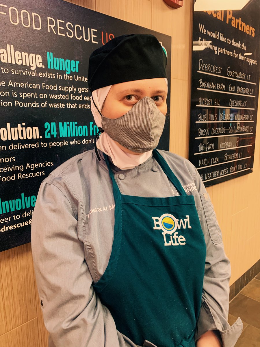 QUDining's tweet image. This is Youssra! She wears her mask, washes her hands, and keeps socially distant because she believes it's the right thing to do to protect everyone around her. Be like Youssra :)