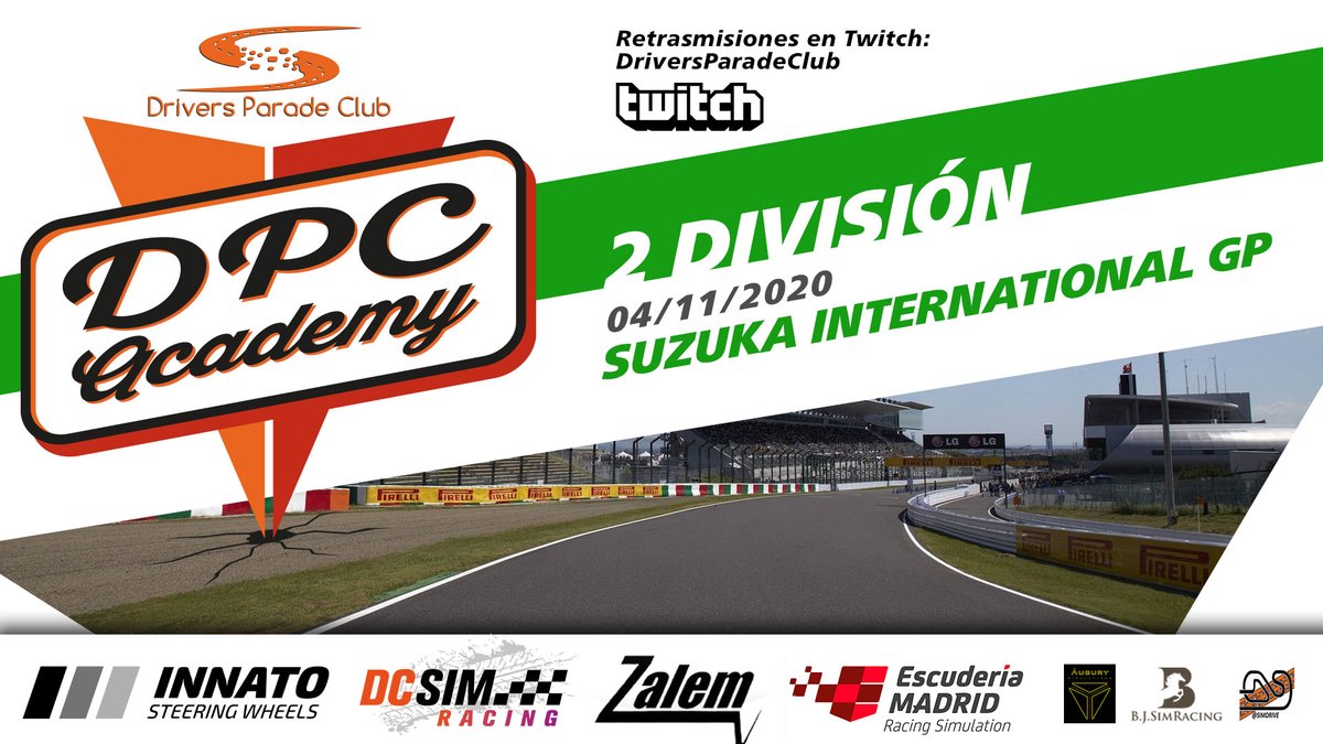 TENTFactorySimR's tweet photo. Seguimos con la semana de carreras, y esta noche toca de nuevo @DriversparadeCb @iRacing_es 

📌 Suzuka GP
⌚️ 22:00h
🏎️ GTE
➡️2a Div

🇪🇸🇩🇪@ThadeusX
🇪🇸@blaimena  
���🇸@f_spartano 

📺Enlace del directo
https://t.co/pQ14gMVQML

📺Enlace On Board Kevin Adam
https://t.co/Xr8H4vR8Pw https://t.co/uMokkzG2u1