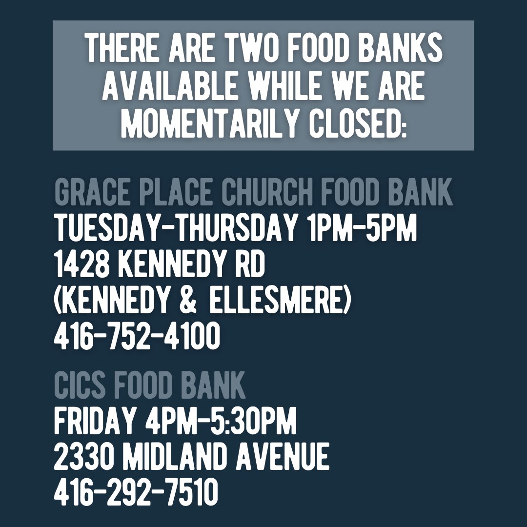 While we are temporarily closed and preparing for the necessary winter transition, check out the following food banks: